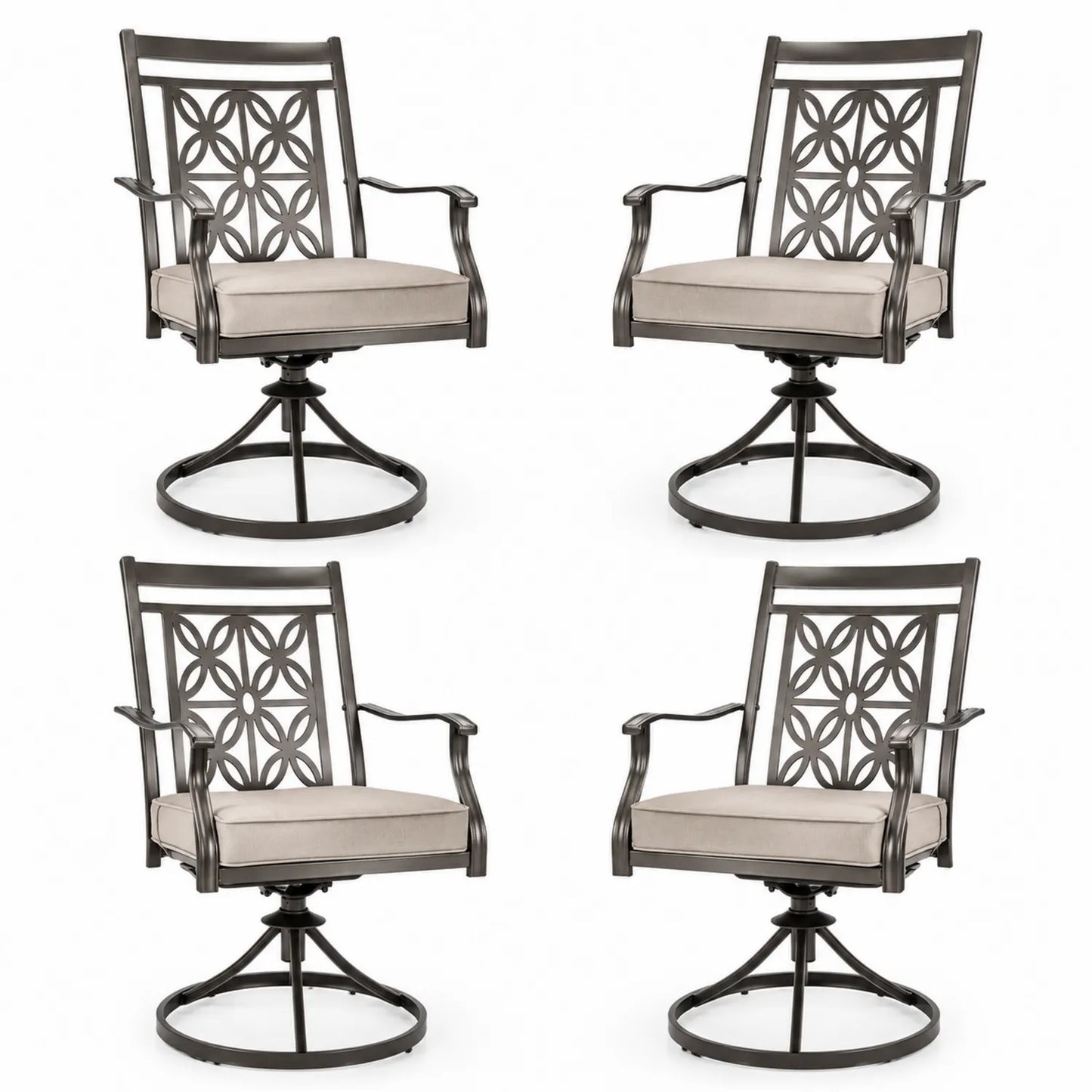 Set di 4 sedie da esterno in alluminio con cuscino beige