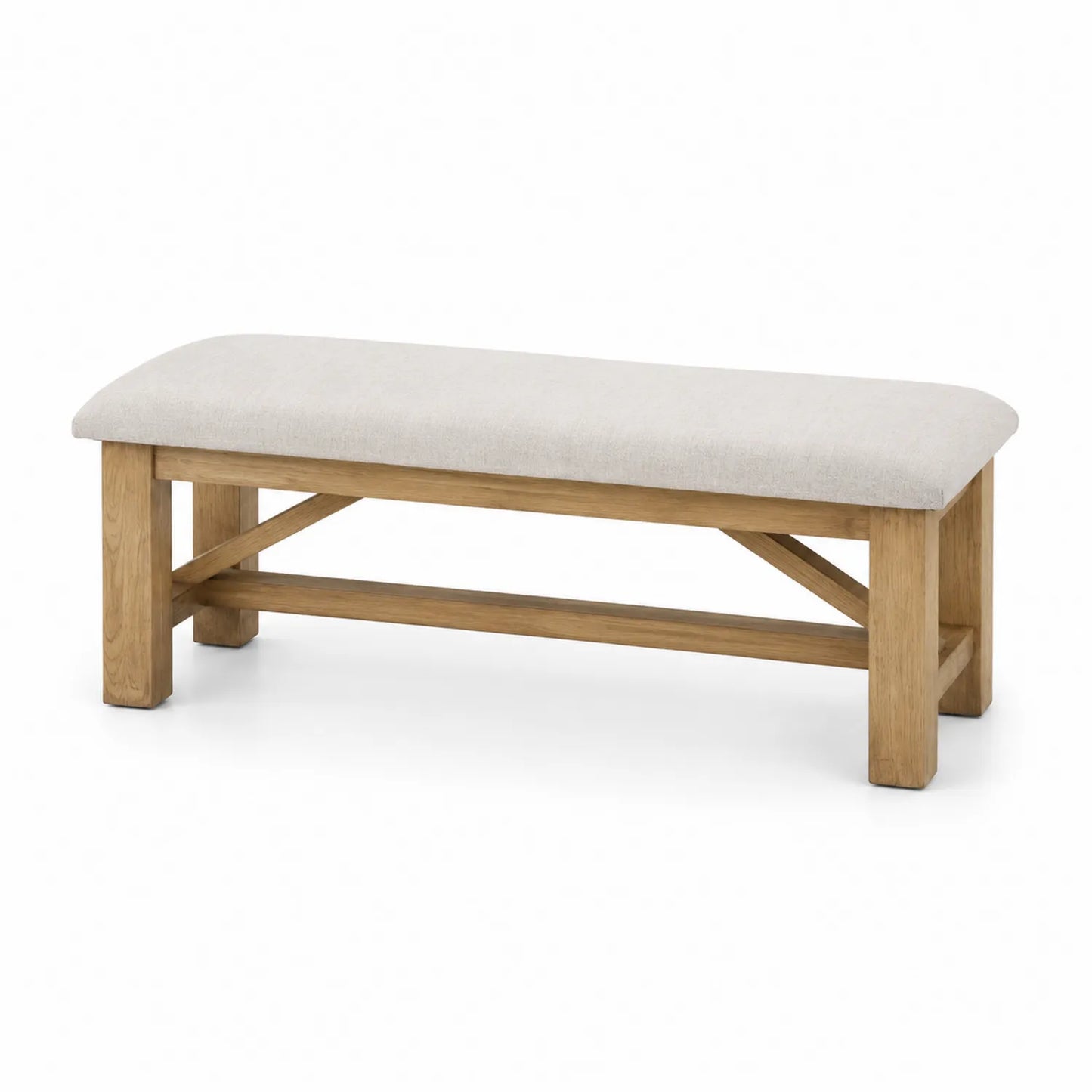 Panca in Rovere con Cuscino in Poliestere Beige