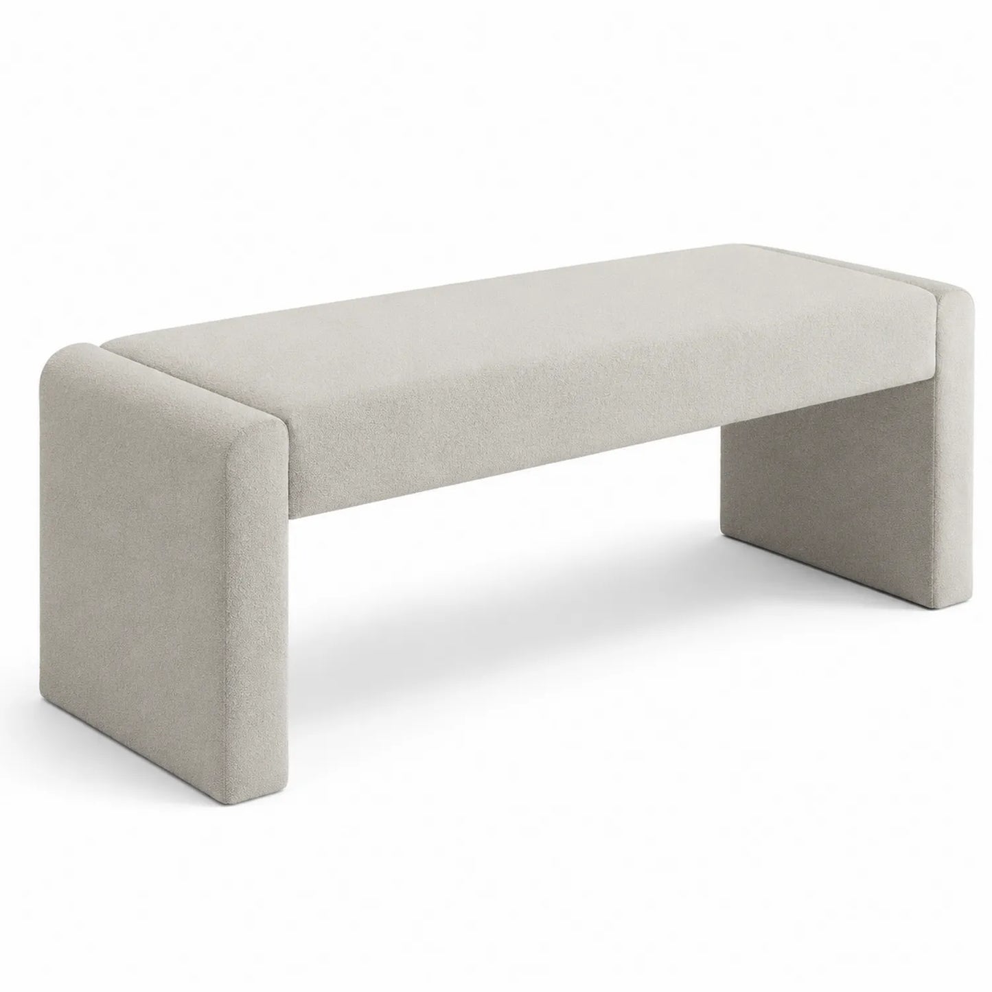 Panca rettangolare in tessuto Beige 120x40x45 cm