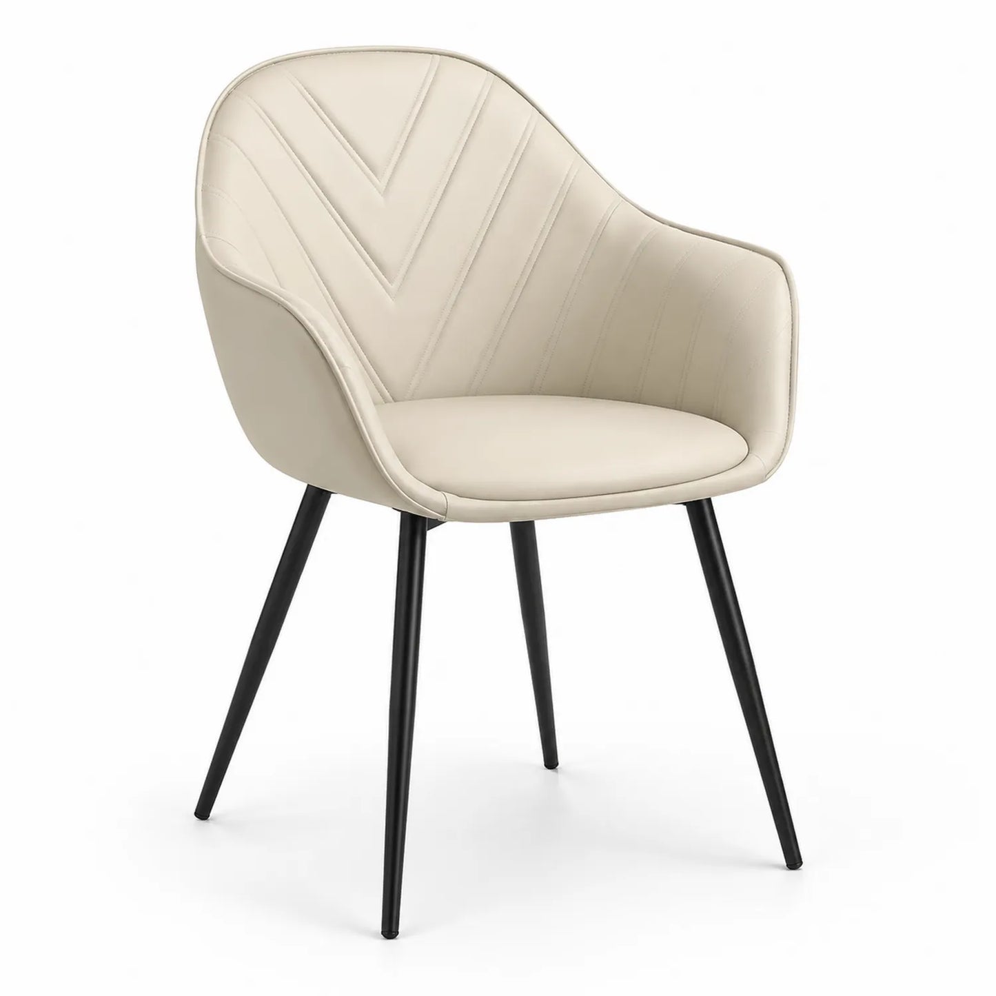 Sedia da pranzo in similpelle beige con gambe in metallo nero