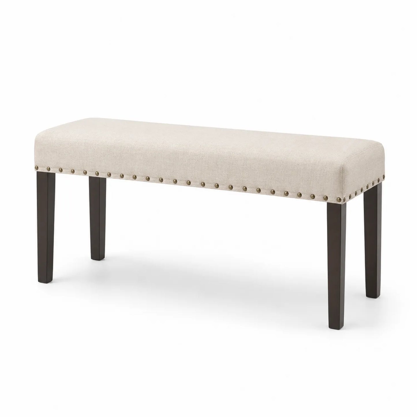 Panca rettangolare imbottita in legno e lino 100x40x45 cm