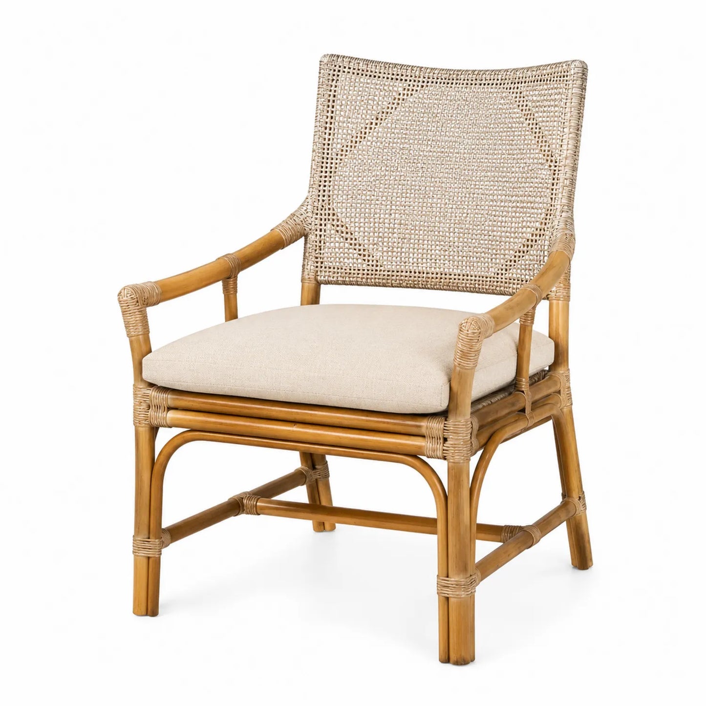 Sedia in Rattan con Cuscino Beige