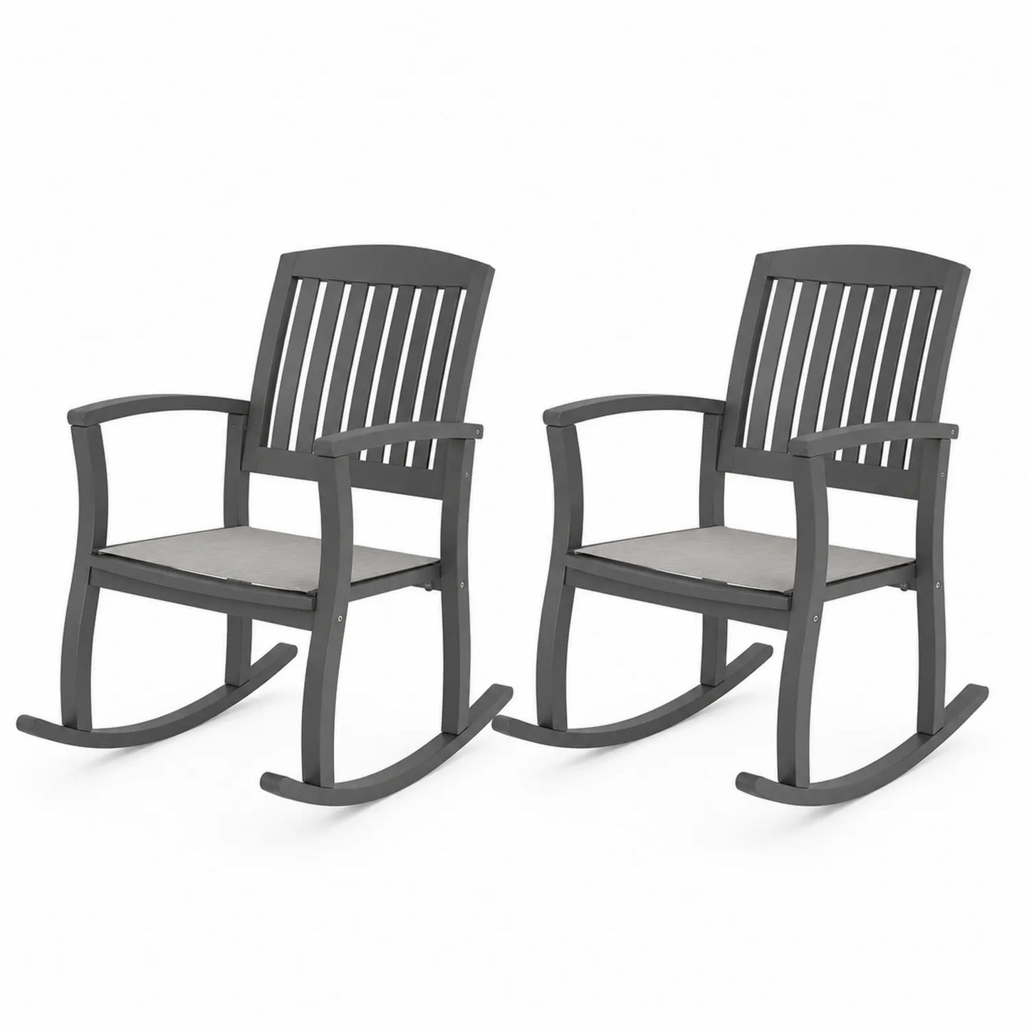 Set di 2 Sedie a Dondolo in Legno Grigio