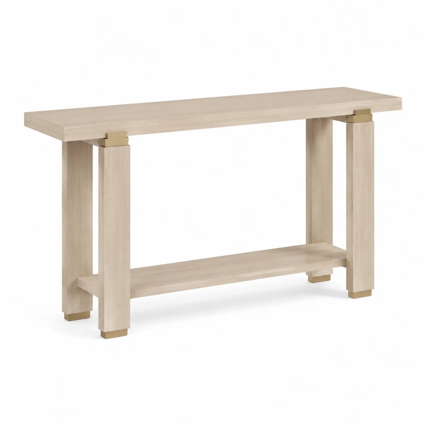 Consolle Rettangolare in Legno con Metallo Beige 120x40x75 cm