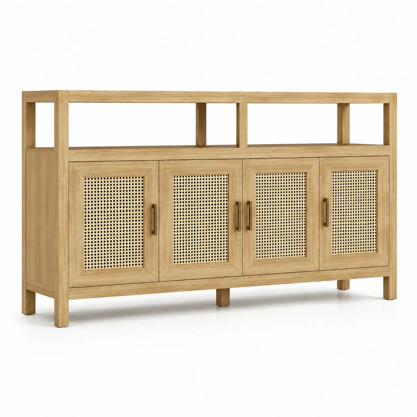 Credenza in Legno di Rovere con Ante in Rattan