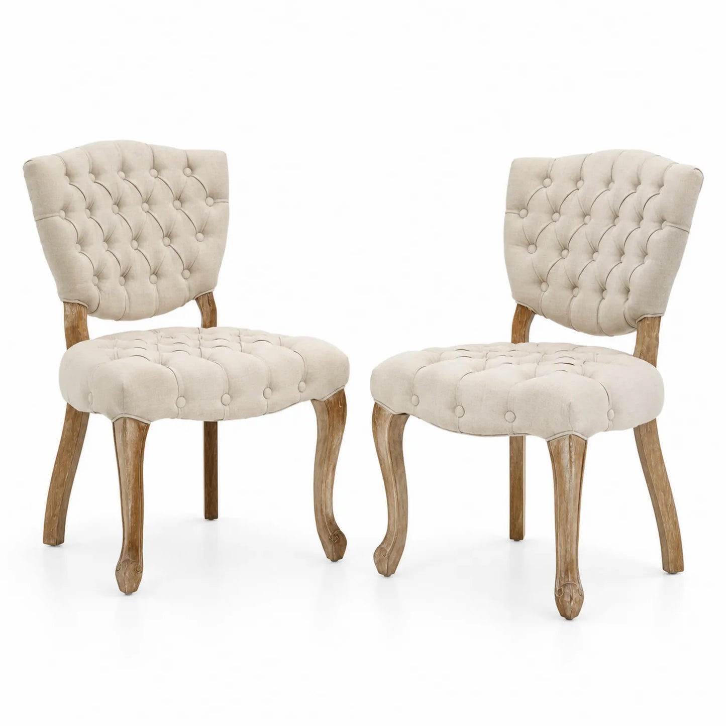 Set di 2 sedie in tessuto vellutato con gambe in legno curvato