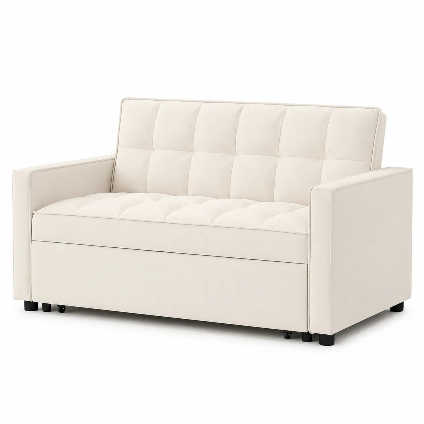 Divano Letto in Poliestere Beige con Cuscini Rimovibili
