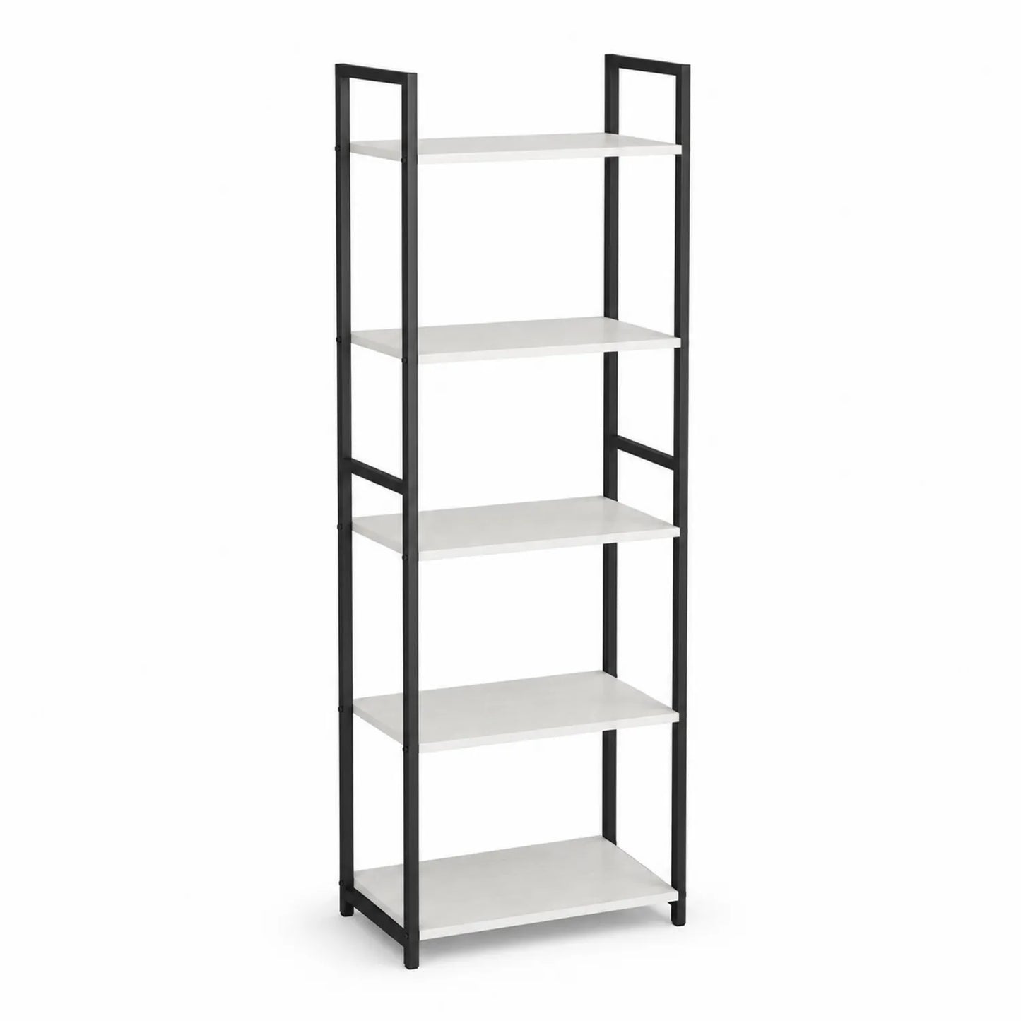 Scaffale a 5 Ripiani in Legno e Metallo Nero