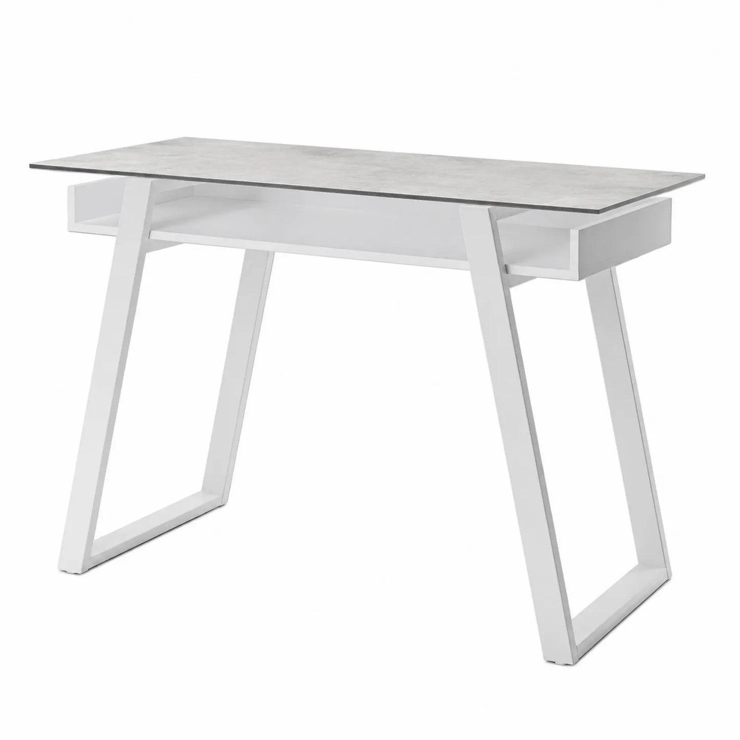 Scrivania in Vetro Temperato e Metallo Bianco