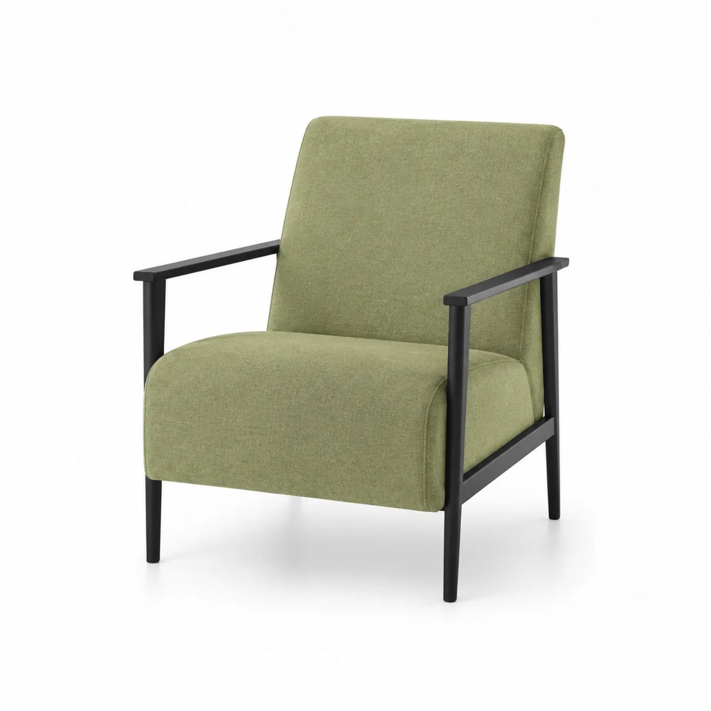 Poltrona in Tessuto Poliestere Verde con Struttura in Metallo Nera