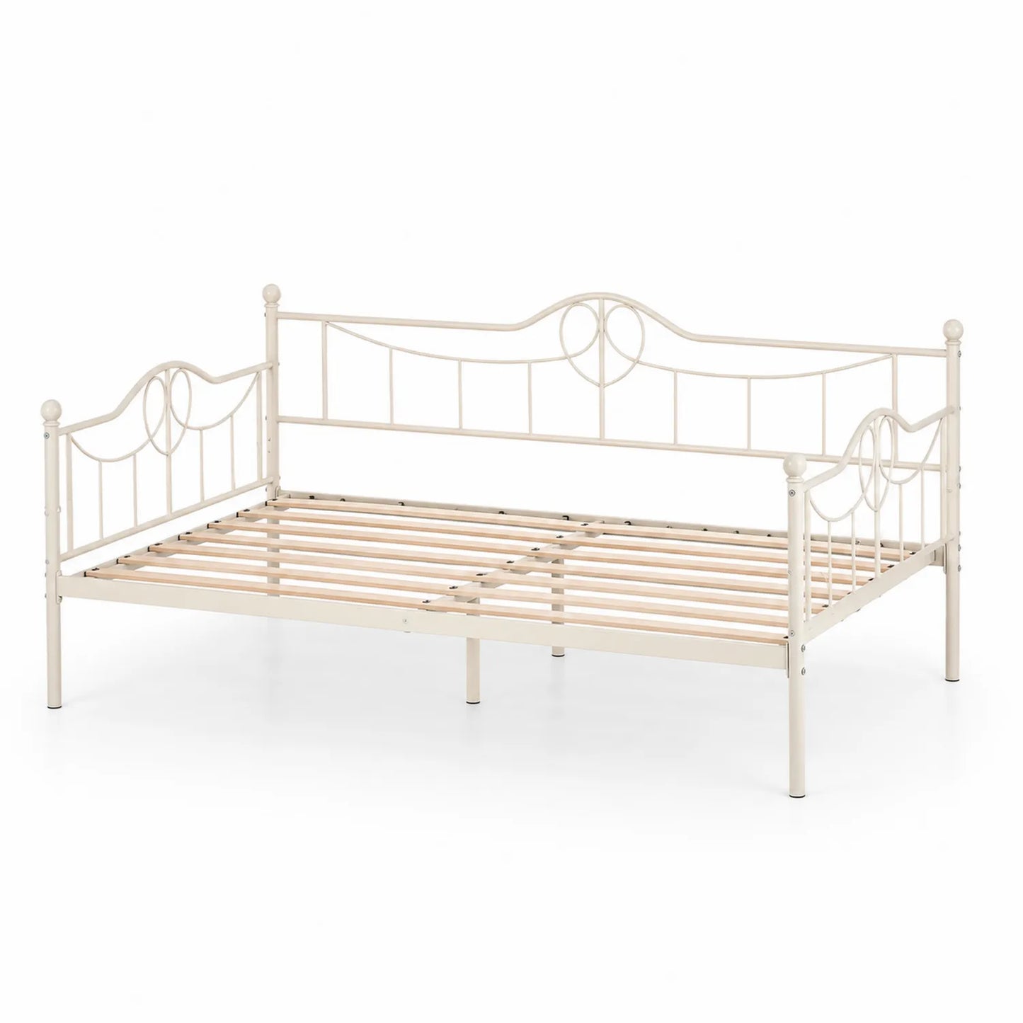 Letto Singolo in Metallo con Doghe in Legno 200x90 cm
