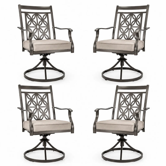 Set di 4 sedie da esterno in alluminio con cuscino beige