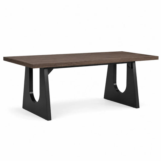 Tavolo da pranzo in legno e metallo nero