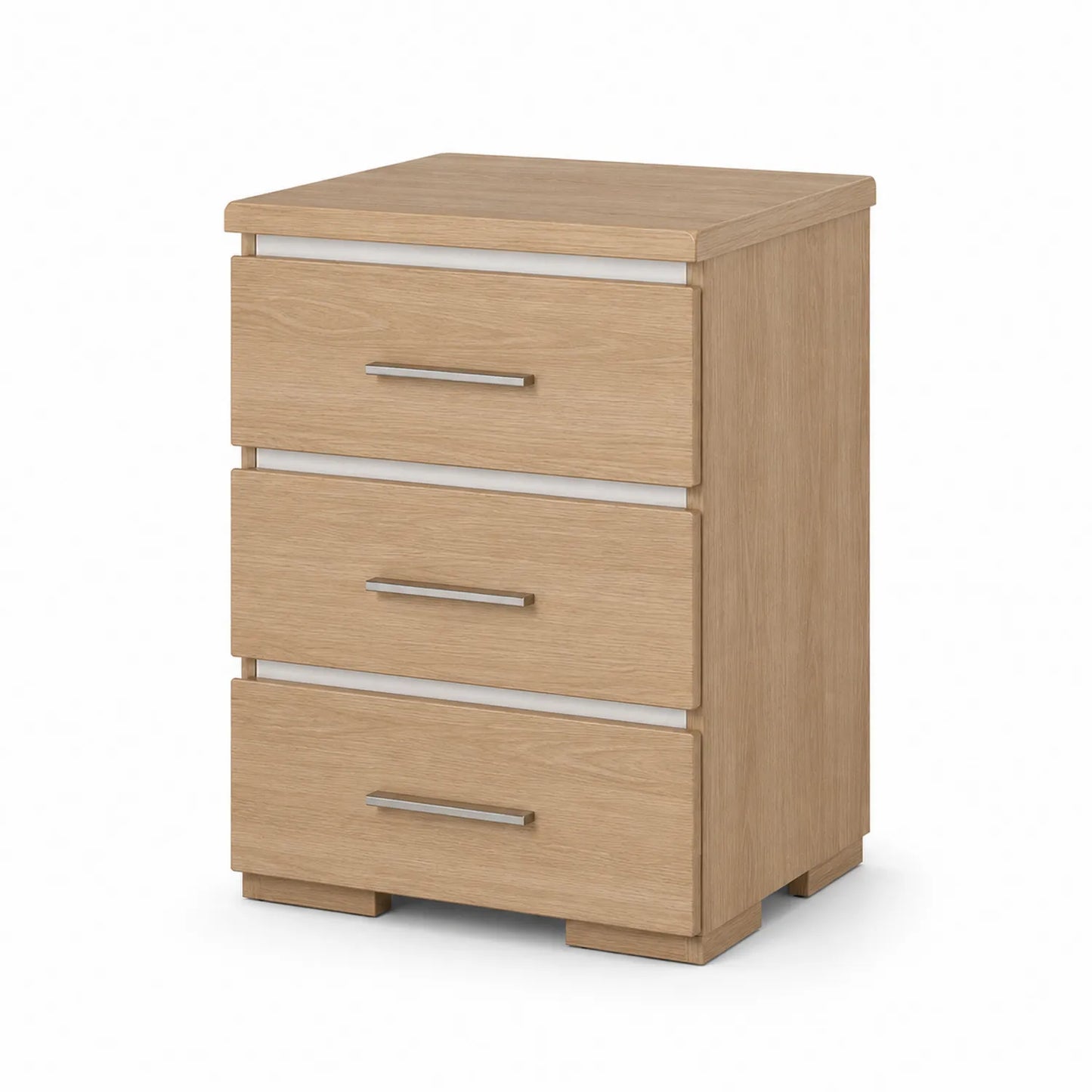 Cassettiera in MDF con impiallacciatura in rovere a tre cassetti