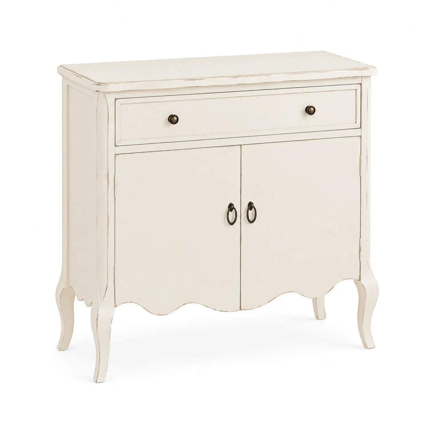 Credenza in legno con cassetto e doppia anta bianca