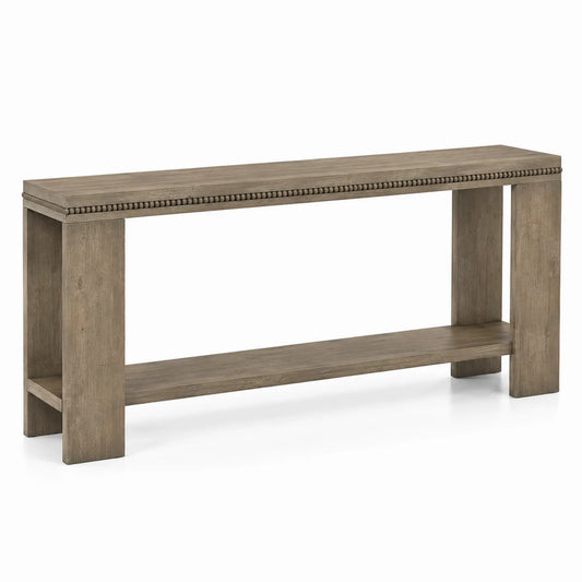 Consolle in Legno Massello Beige 150x40x80 cm