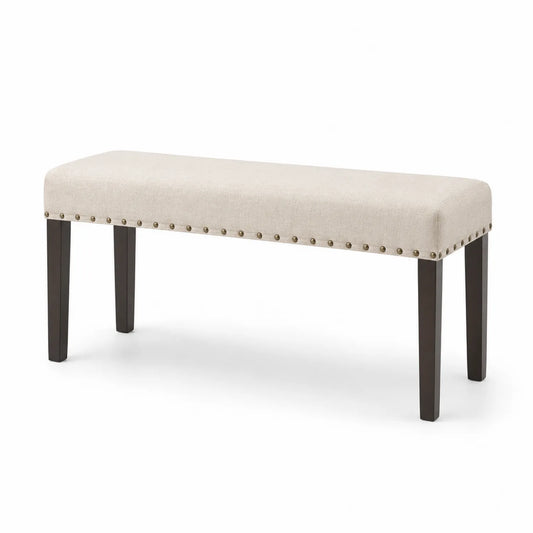 Panca rettangolare imbottita in legno e lino 100x40x45 cm