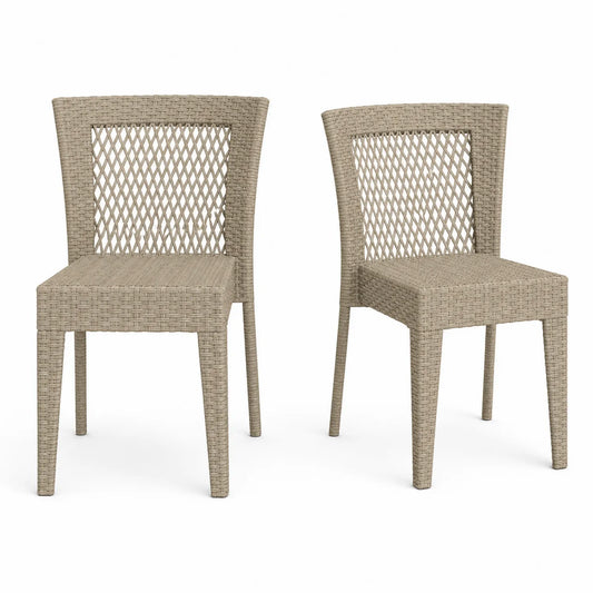 Set di 2 sedie in rattan sintetico intrecciato beige