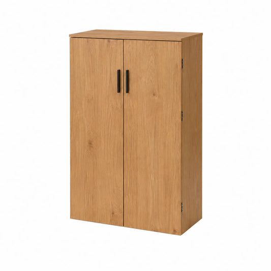 Armadio in legno truciolare con due ante color rovere