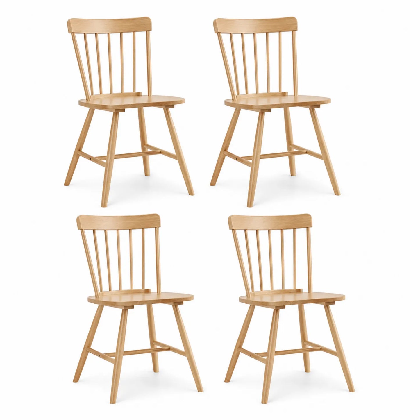 Set di 4 Sedie in Legno Naturale