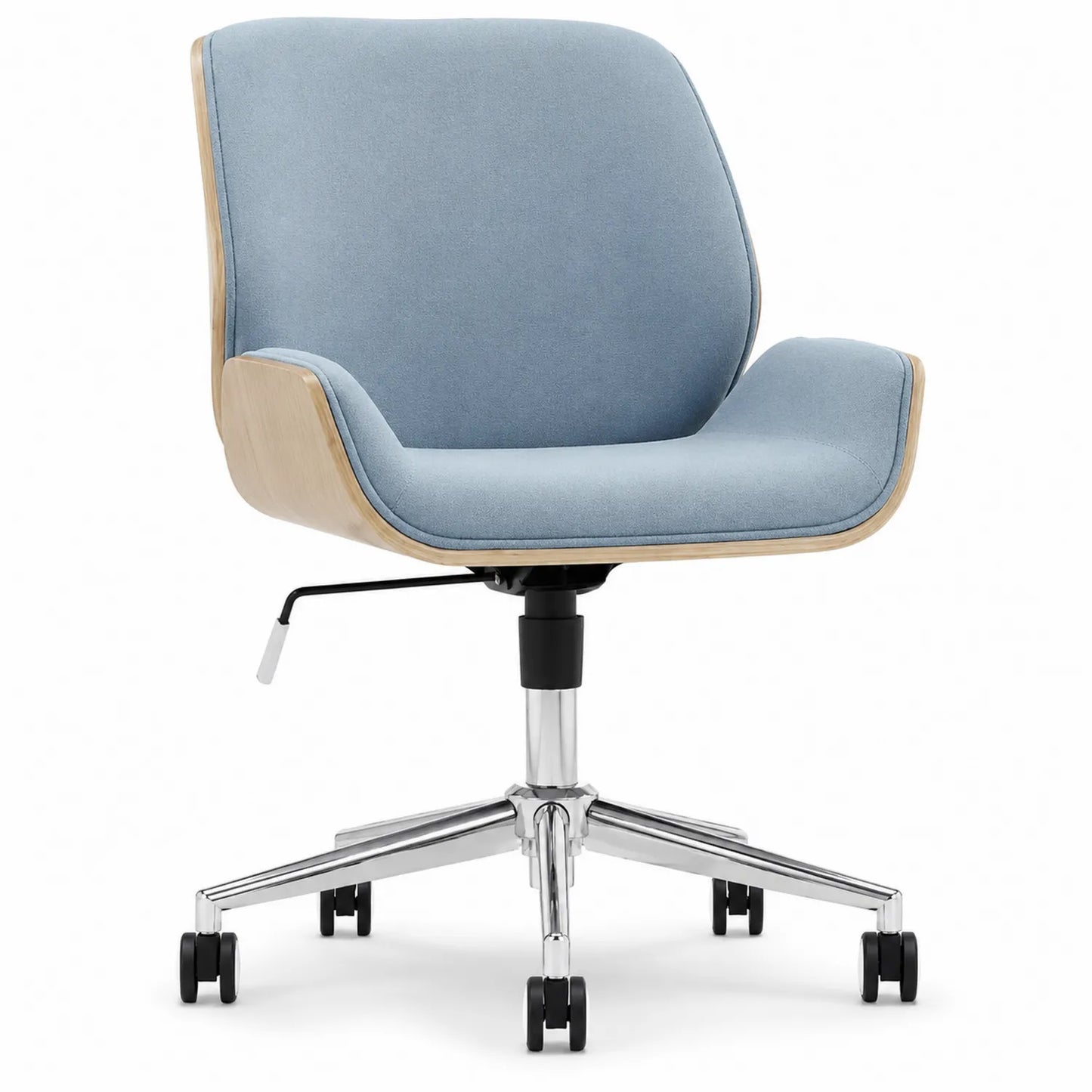 Sedia da ufficio in tessuto blu con base in metallo