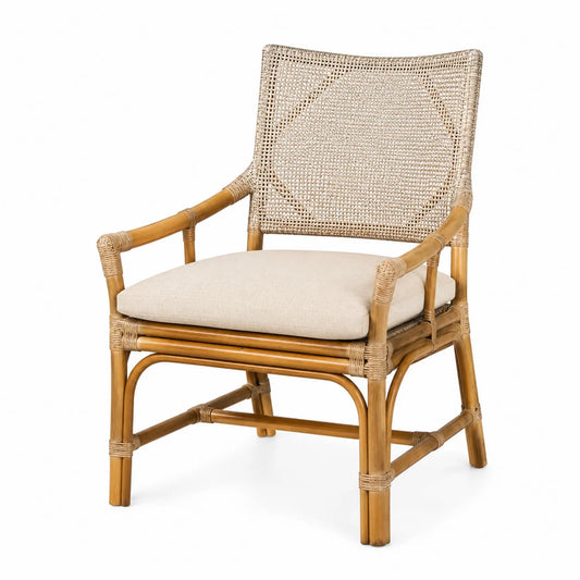 Sedia in Rattan con Cuscino Beige