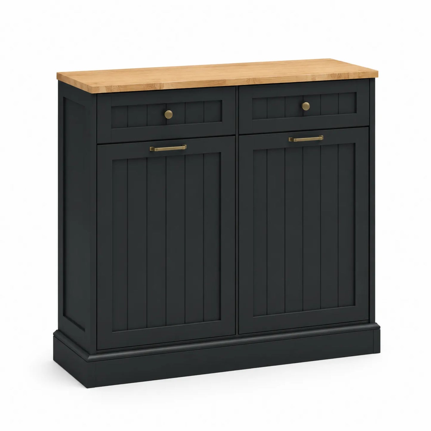 Credenza in MDF nero e quercia con 2 cassetti e 2 ante 80x35x95 cm