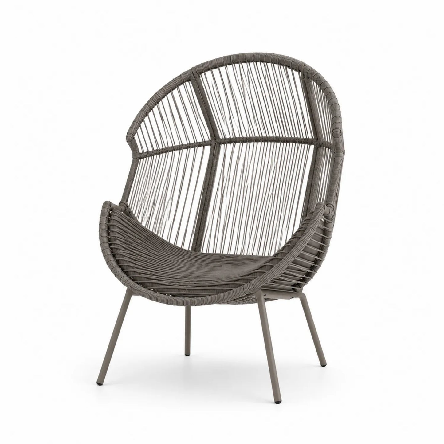 Sedia da esterno in metallo e rattan grigio 85x85x90 cm
