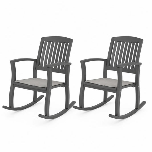 Set di 2 Sedie a Dondolo in Legno Grigio