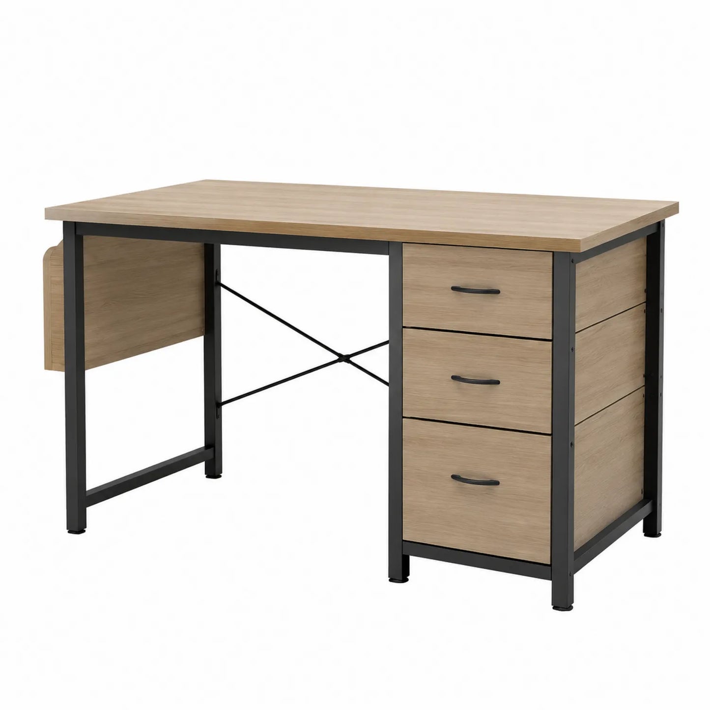 Scrivania in MDF e Acciaio con Tre Cassetti 120x60x75 cm
