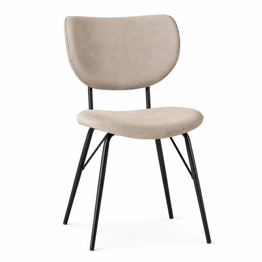 Sedia da pranzo in tessuto beige con gambe metalliche nere