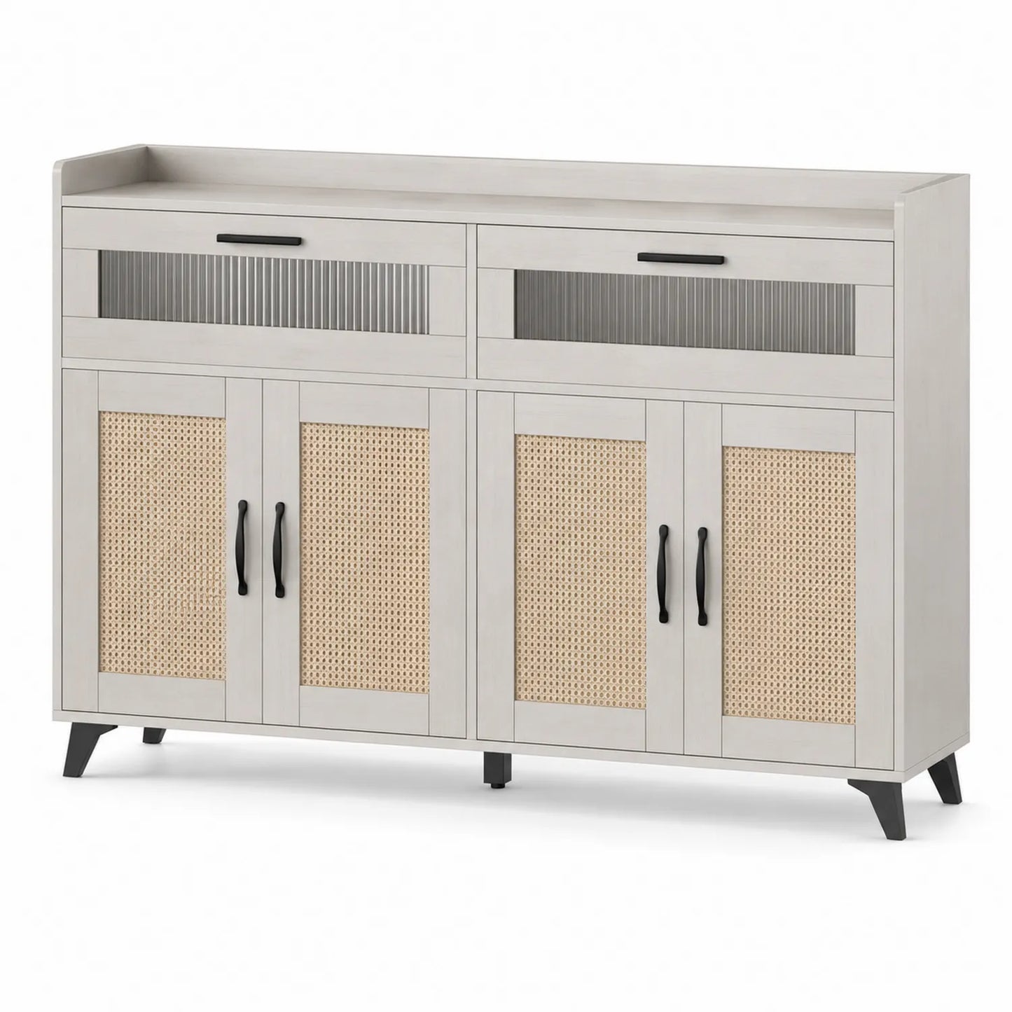 Credenza in legno con ante in rattan