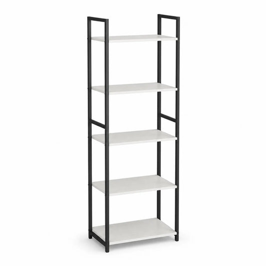 Scaffale a 5 Ripiani in Legno e Metallo Nero