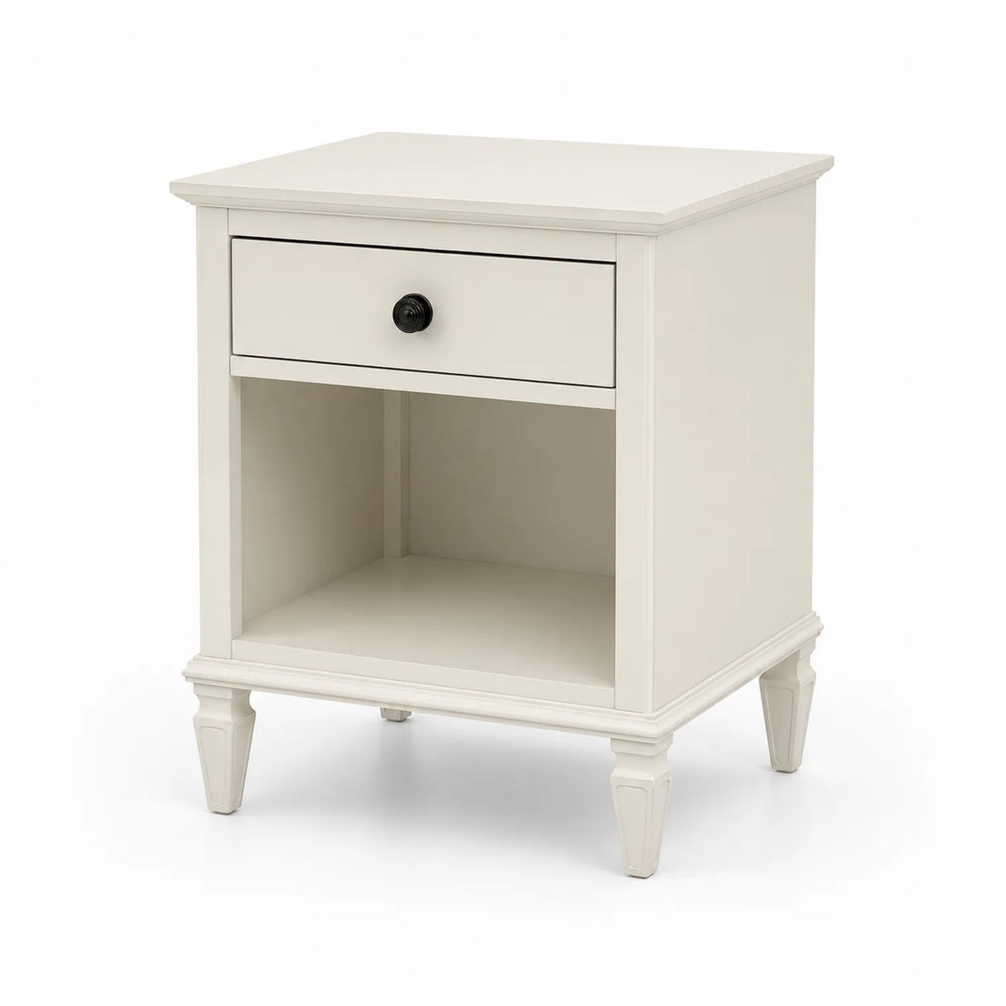Comodino in Legno Bianco con Cassetto e Spazio Aperto 45x40x60 cm