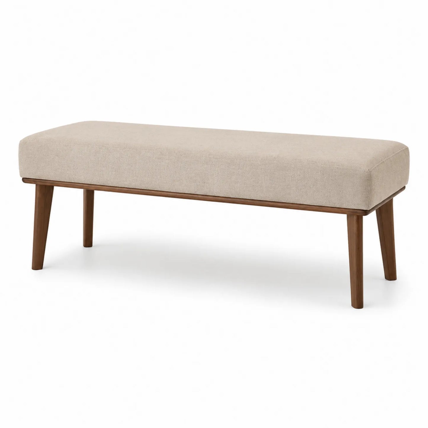 Panca in Legno e Tessuto Beige 120x40x45 cm
