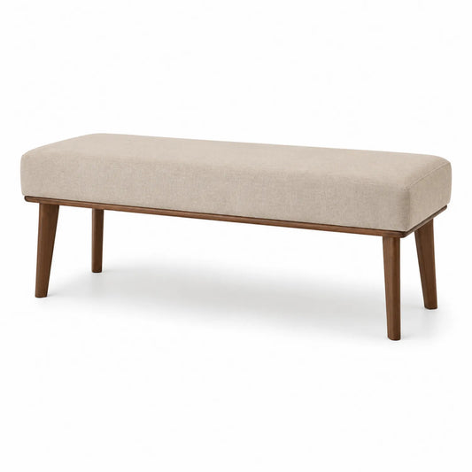 Panca in Legno e Tessuto Beige 120x40x45 cm