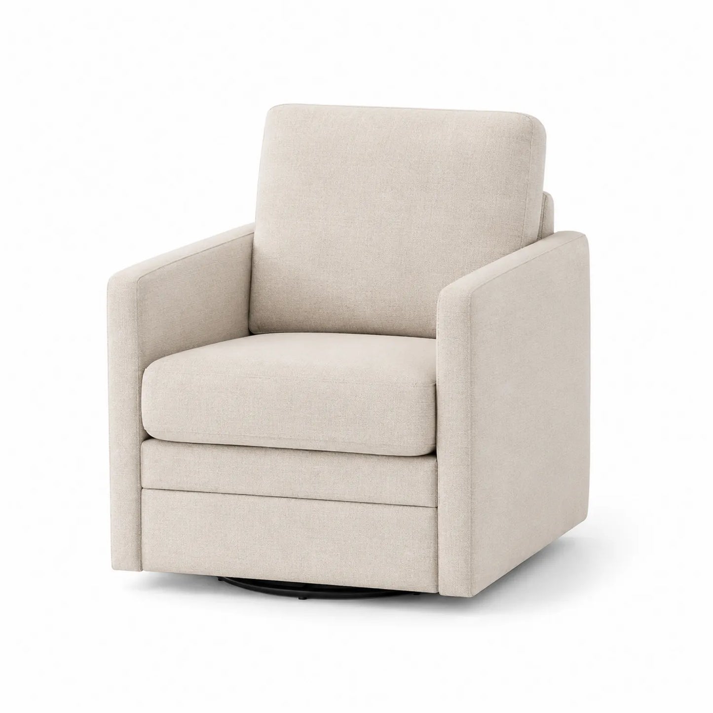 Poltrona Girevole in Tessuto Cotone Beige con Base Girevole