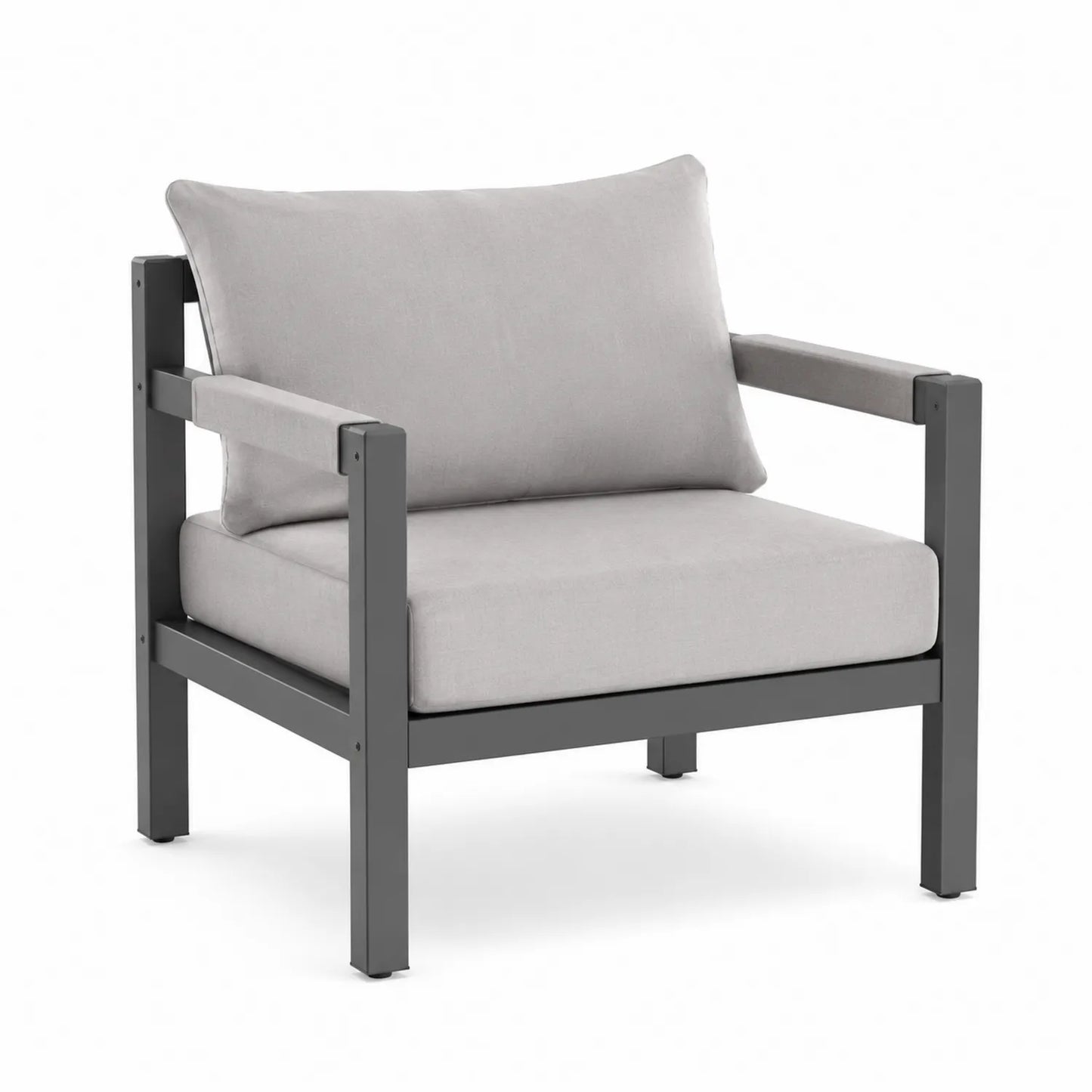 Poltrona da Esterno in Alluminio Grigio con Cuscini