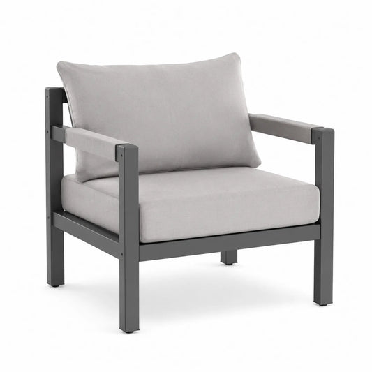 Poltrona da Esterno in Alluminio Grigio con Cuscini