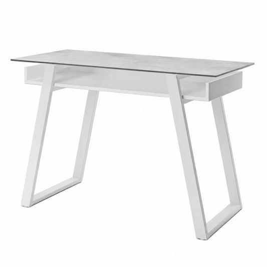Scrivania in Vetro Temperato e Metallo Bianco