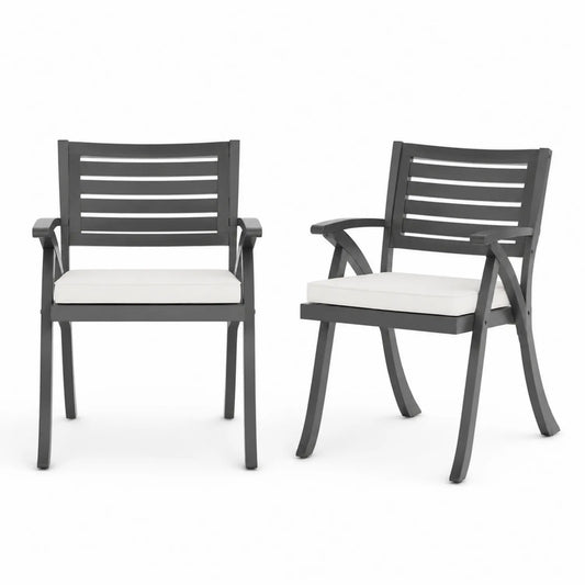 Set di 2 sedie da esterno in alluminio con cuscini