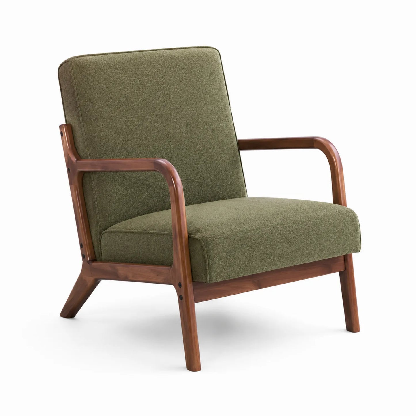 Poltrona in Legno con Tessuto Verde 75x85x80 cm