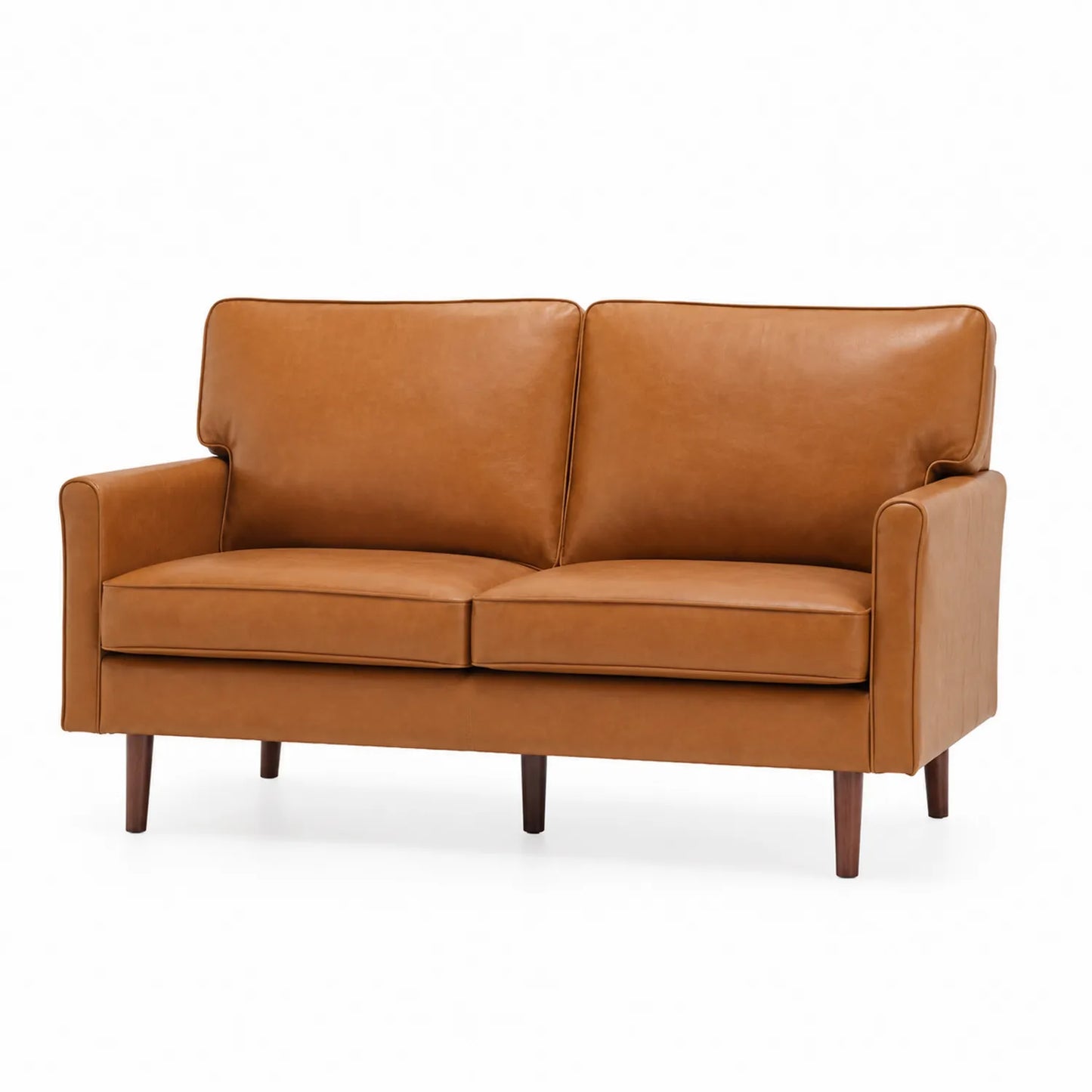 Divano a due posti in pelle sintetica marrone, 150x85x90 cm