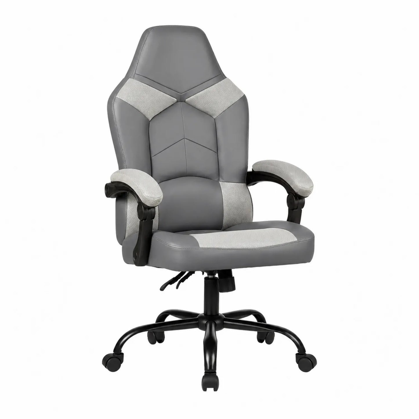 Sedia da ufficio con rivestimento in PU e tessuto a rete grigio