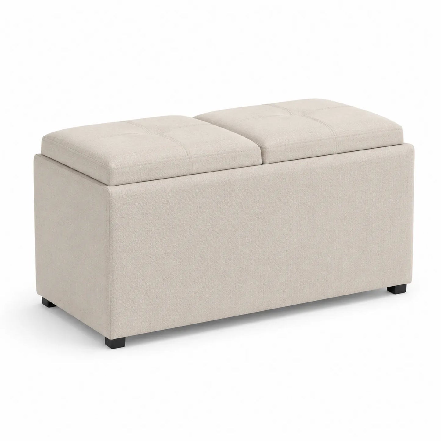 Panca Contenitore in Tessuto Beige 80x40x45 cm
