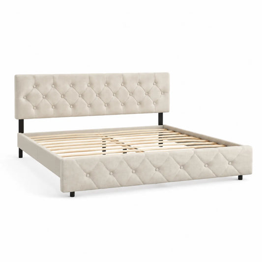 Letto matrimoniale imbottito in velluto 200x160 cm