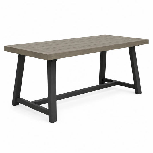 Tavolo da Pranzo Esterno in Legno Composito e Metallo Grigio