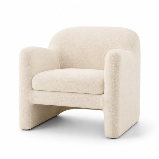 Poltrona in tessuto bouclé crema