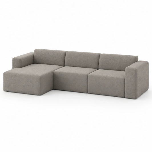 Divano modulare in tessuto con chaise longue