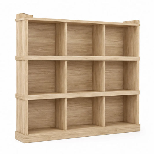 Libreria in legno con 9 scomparti color Rovere